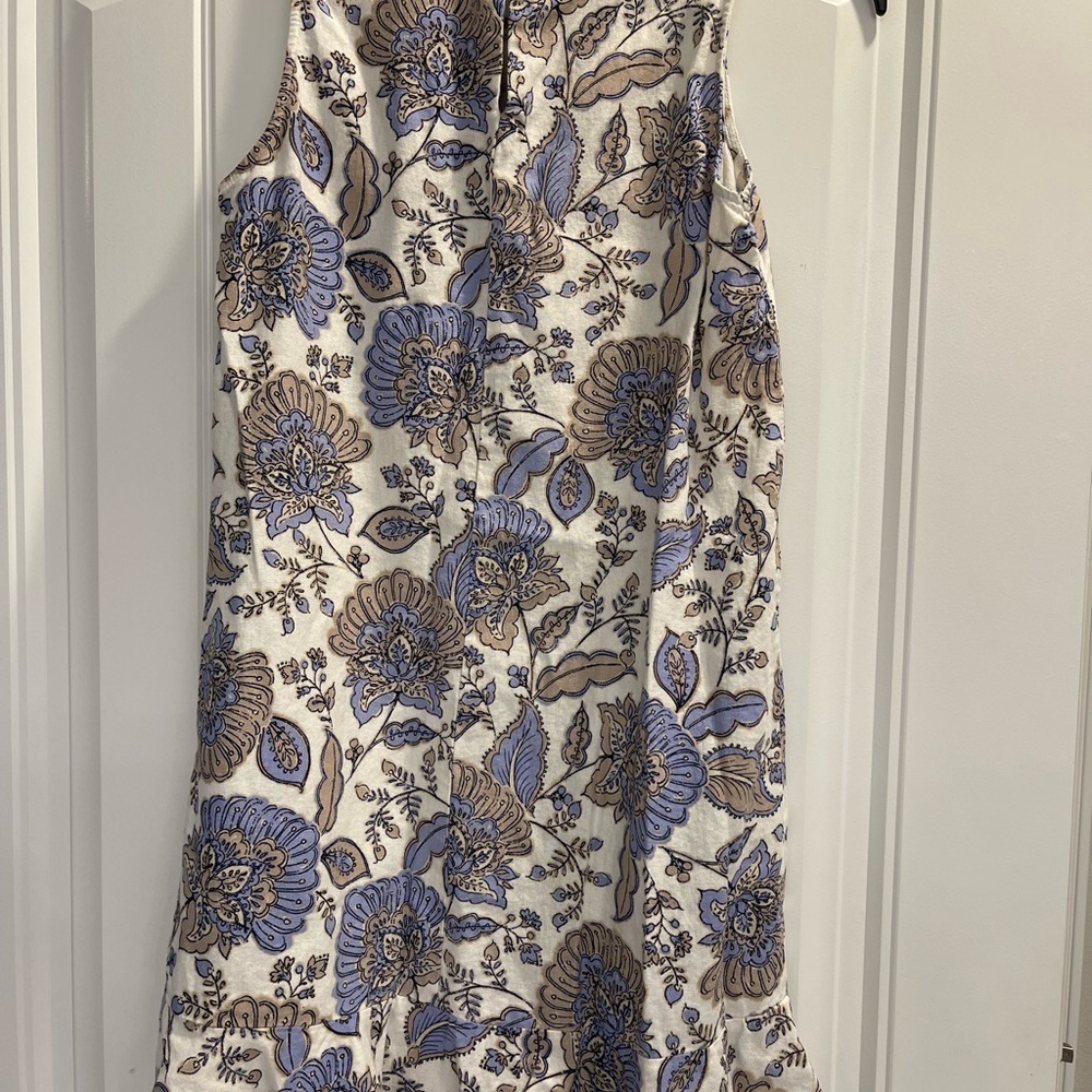 Tommy Hilfiger Purple White Floral provincial paisley Linen Dress linen viscose - Picture 2 of 6
